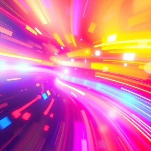 Animación de motion graphics con elementos abstractos y coloridos en una pantalla.